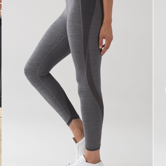 LULULEMON featherlight tight 7/8 legging heathered black size 6 - Picture 2 of 7